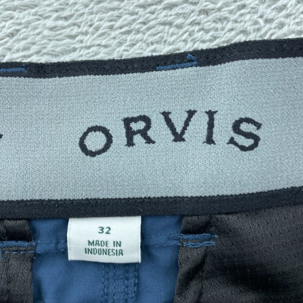Orvis Mens Cargo Shorts With Built-In Belt Size 32 Blue Stretch Polyester 3925 - Picture 5 of 10